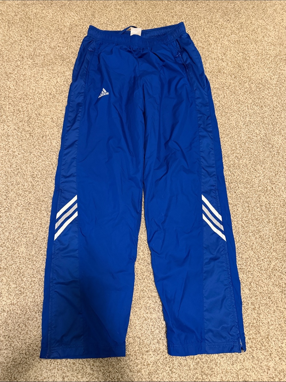 adidas Vintage Blue Track Pants with White Three-Stripes
